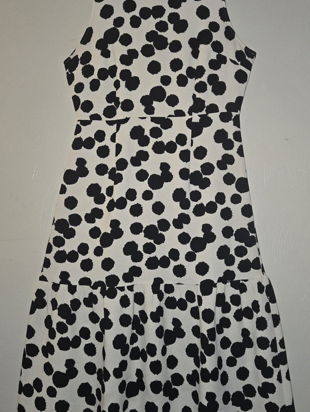 Who What Wear Black and White Polka Dot Tiered Dress